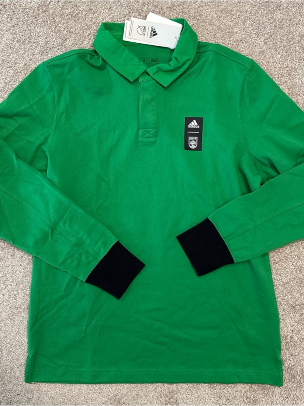 Men’s Size Medium Adidas Austin FC Long Sleeve Polo Shirt Green MLS